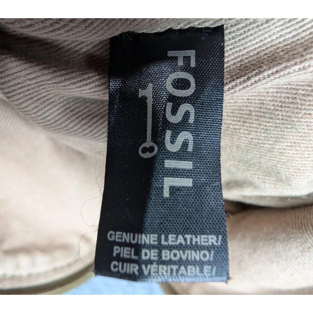 Fossil Leather Coin Pouch Purse Zip Closure Lined Metallic Bronze Makeup Travel